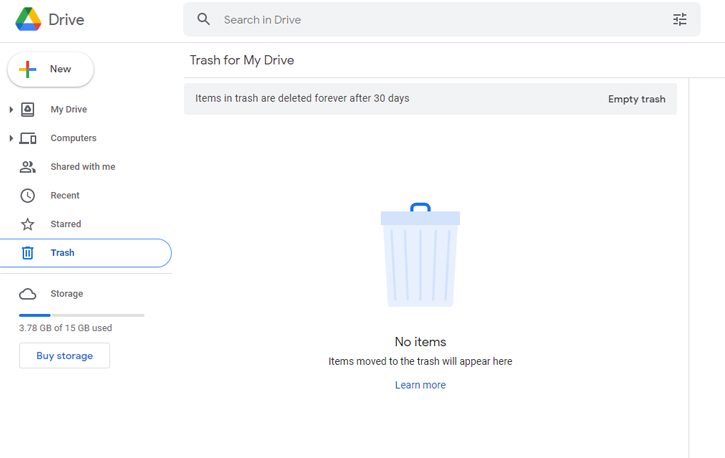 Clear Your Trash in Google Drive