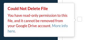 Google Drive cannot delete files with read-only permission