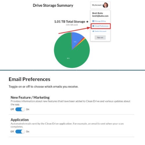 Email Preferences for Clean Drive
