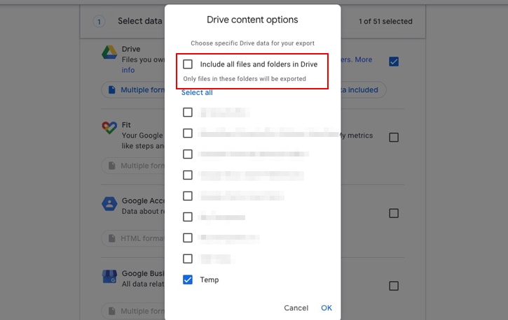 Google Include All Files and Folders