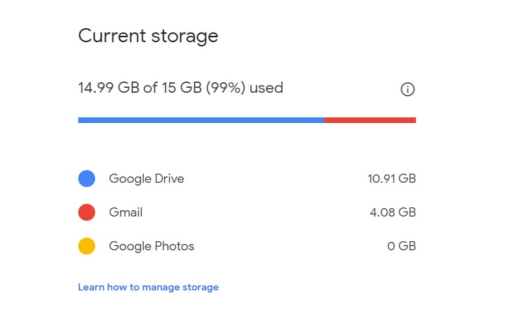Storage Limit Reached Screenshot