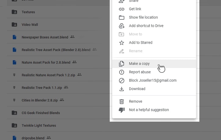 Copies of Shared Files in Google Drive
