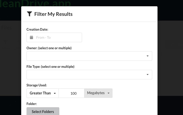 Filtering Results in Clean Drive