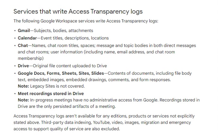 Transparency Report from Google