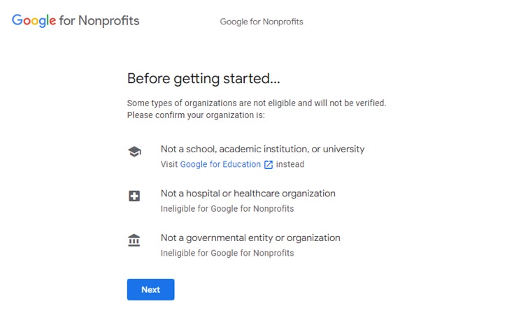 Google For Nonprofits Account Creation