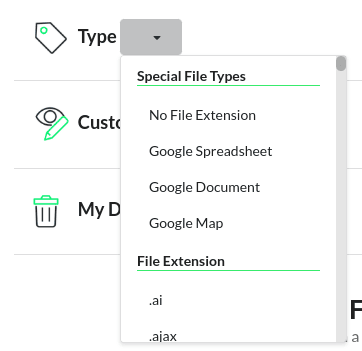 View files by file extension in Google Drive