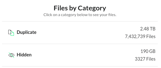Category that shows files hidden in Google Drive.