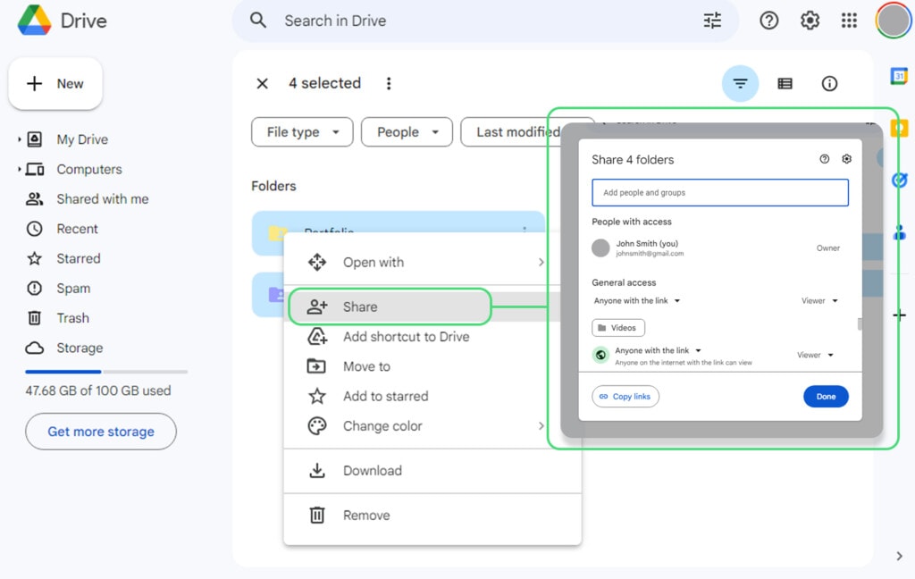 Share Button on Google Drive